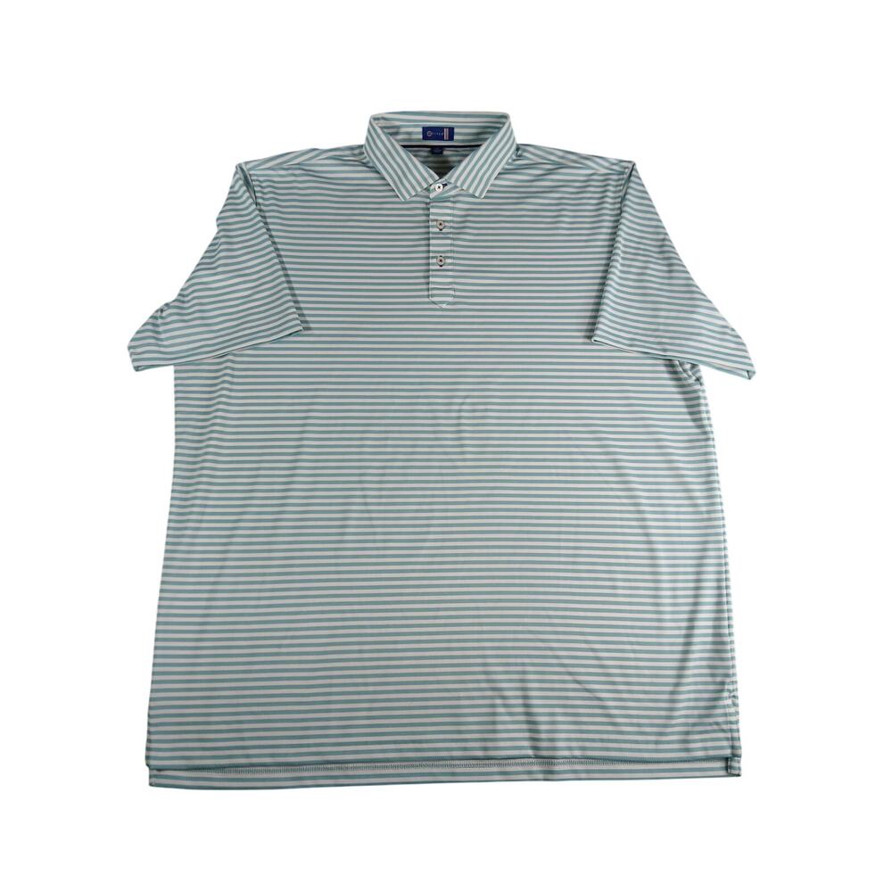 Stitch Golf Polo Shirt Mens XXL 2XL Blue Striped Performance Button Up Stretch